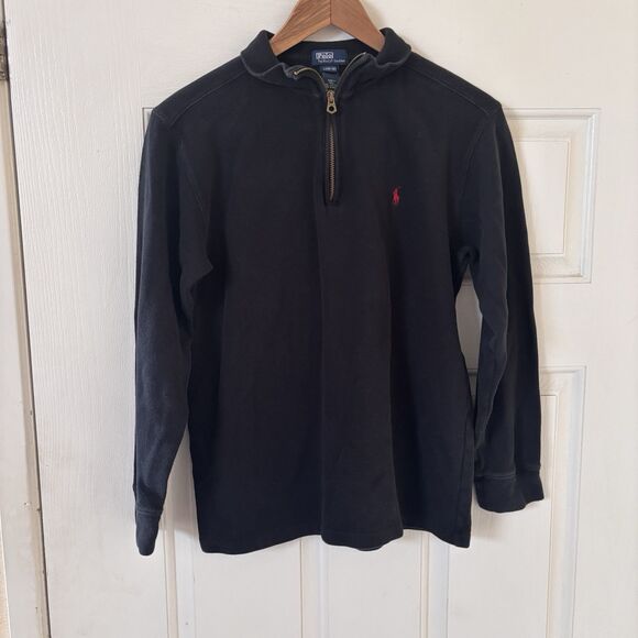 Polo Ralph Lauren Men Sweater Large 16/18 Blue 1/4 Zip Pullover Pony Logo Preppy - Picture 2 of 11